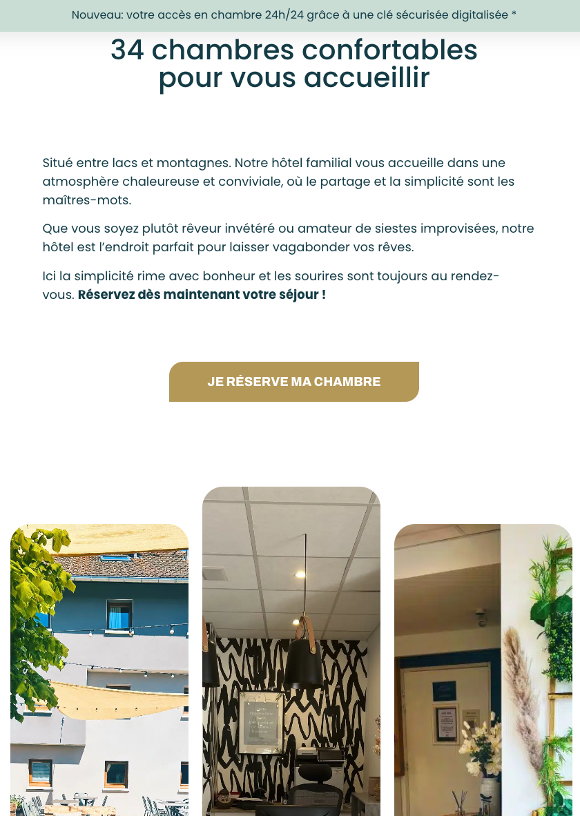Page d’accueil Hôtel Beaujour & Bonsoir – refonte design et SEO local par Evokha Studio.