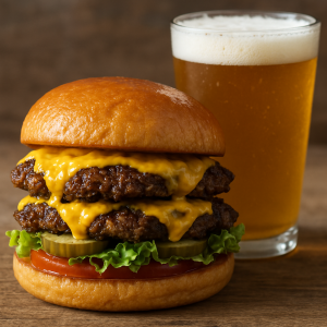 Photo de burger gourmet – photographie culinaire Evokha Studio